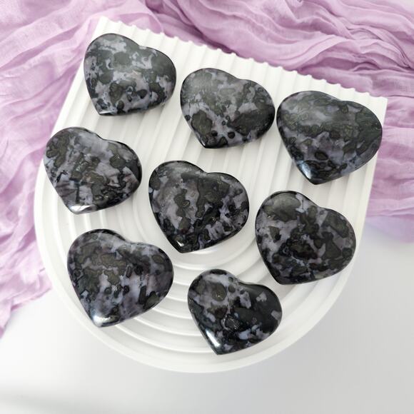 Indigo Gabbro Merlinite Heart Crystal Carving Intuition Crystals - Picture 2 of 8